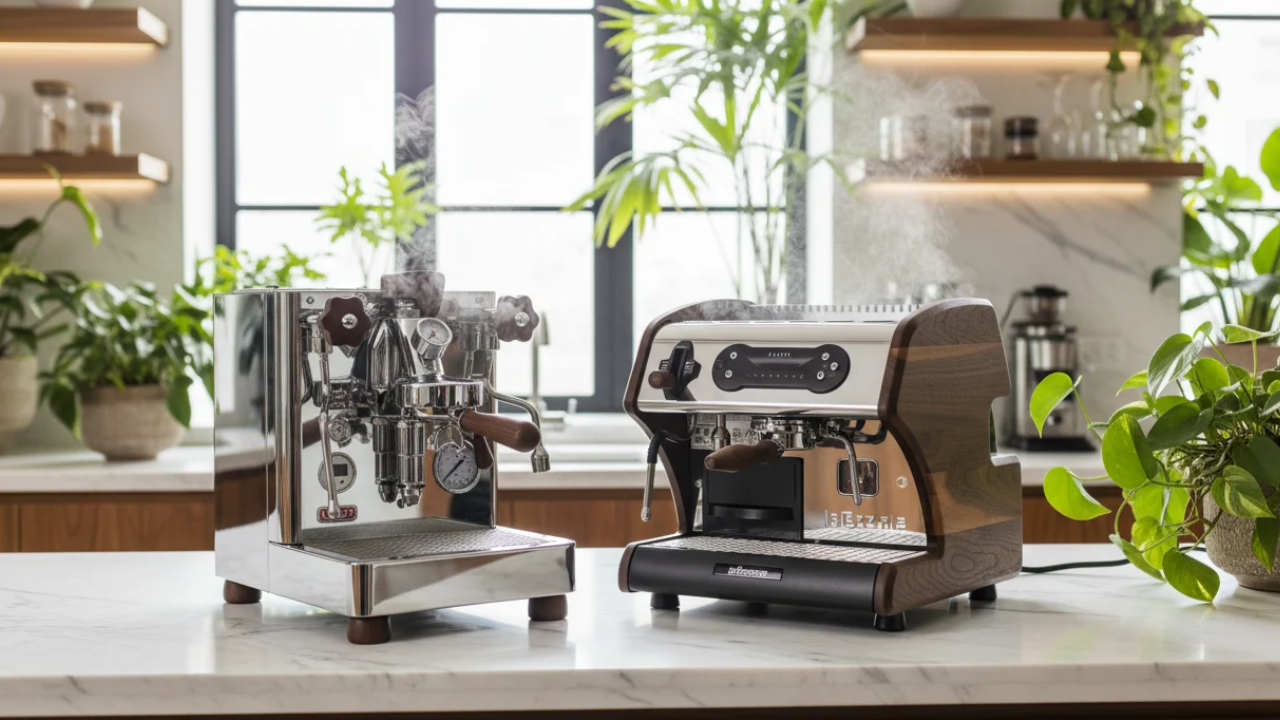 The Bianca V3 and the LUCCA A53 Mini on the same counter — near-identical price, almost nothing else in common.
