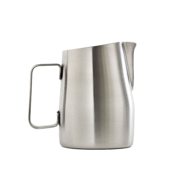 Pablo's Pitcher stainless steel milk pitcher, handle detail