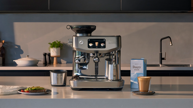 breville espresso machine in a modern kitchen