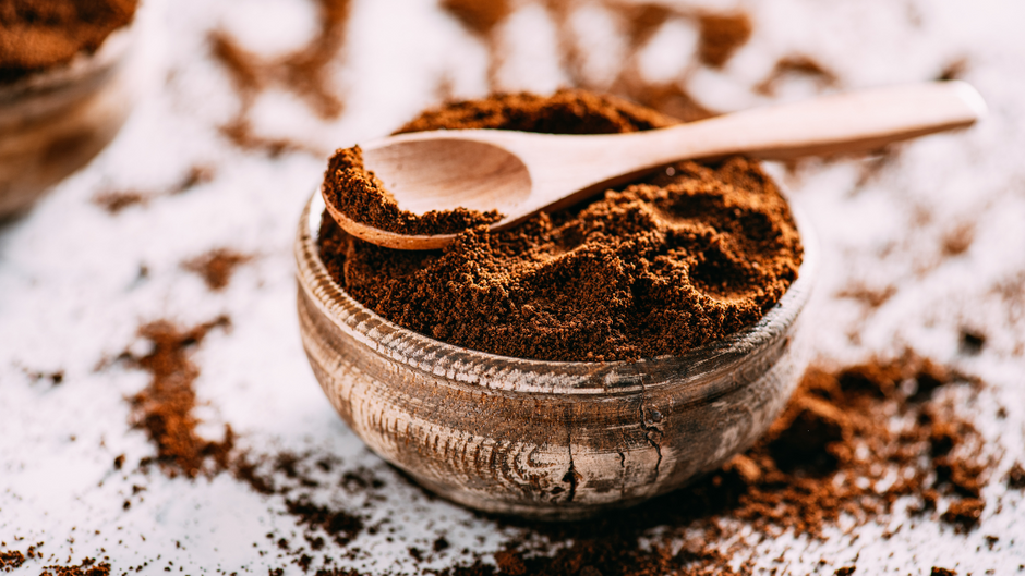 coffee grounds in basket
