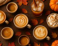 fall coffee spread birds eye view