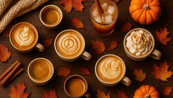 fall coffee spread birds eye view