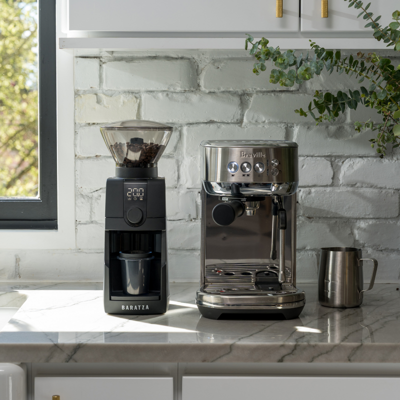 baratza encore esp pro next to breville bambino espresso machine