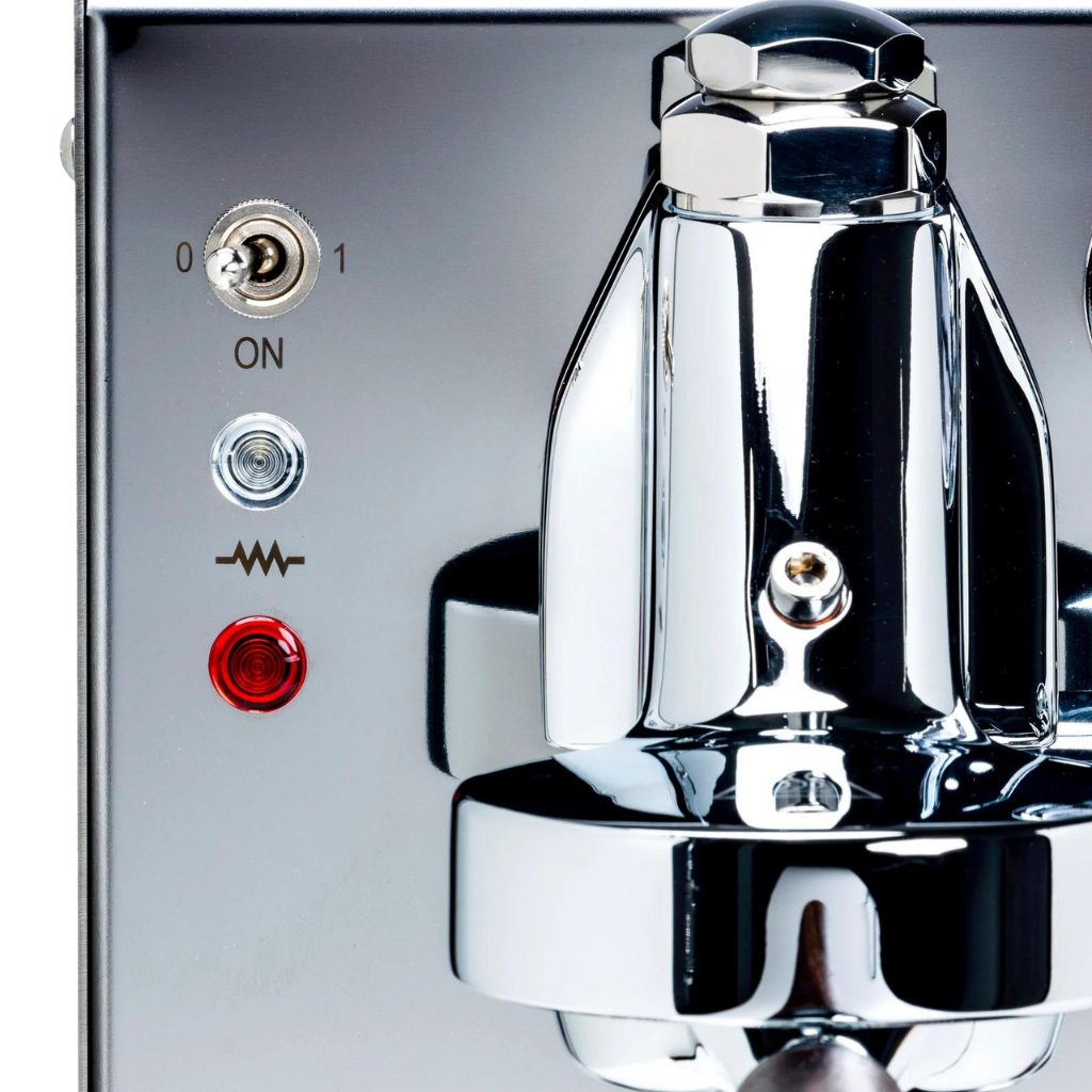 lucca solo espresso machine stainless steel control panel view