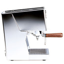 Espresso machine with wooden handle on a white background