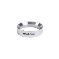 Silver metal ring with 'MAHLKÖNIG' branding on a white background