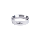 Silver metal ring with 'MAHLKÖNIG' branding on a white background