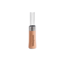 Wooden pepper grinder with metal top on a white background