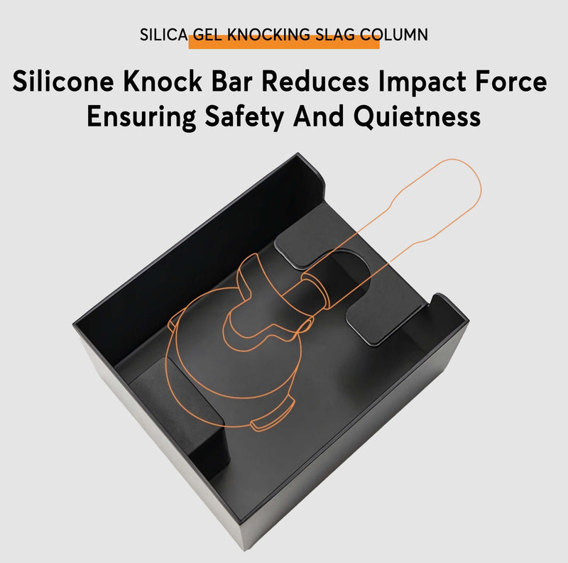 Silicone knock bar for silica gel knocking slag column with text on safety and quietness.