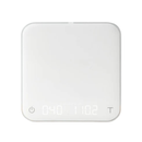 White electronic device with digital display on a white background