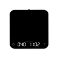 Black digital kitchen scale with digital display on a white background