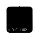 Black digital kitchen scale with digital display on a white background
