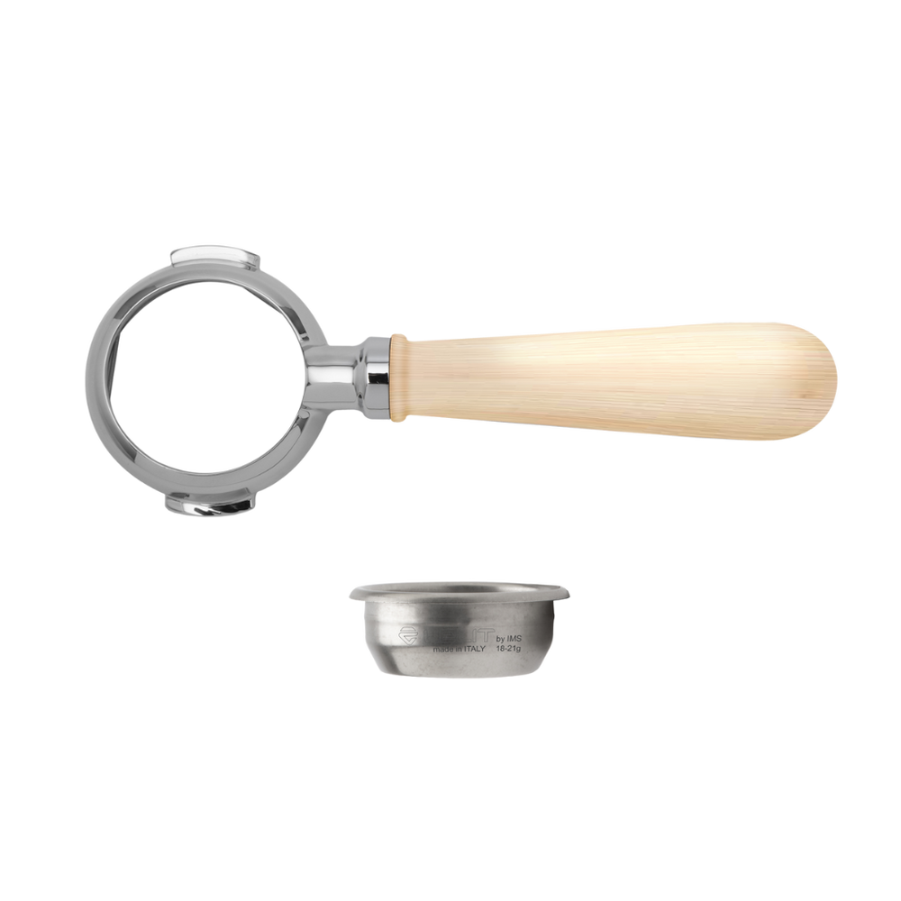 Lelit Maple Wood 58mm Bottomless Portafilter l Cliff & Pebble