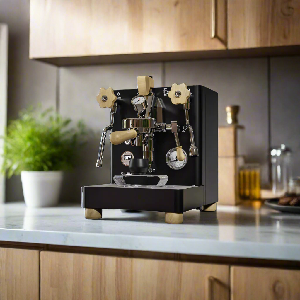 lelit bianca espresso machine black in kitchen