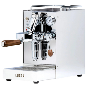 lucca solo espresso machine stainless steel hero