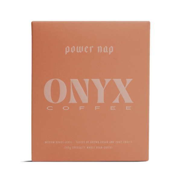Onyx Coffee Power Nap decaf in a cement 4oz bag