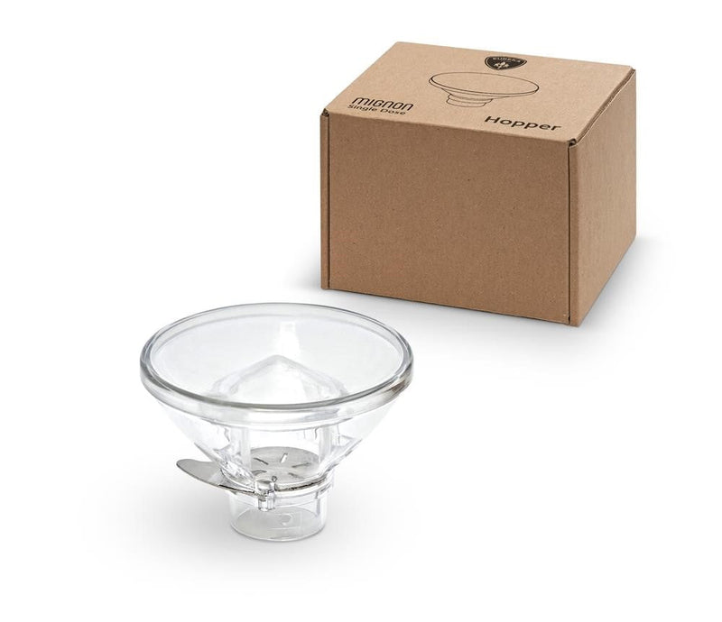 Eureka Mignon single dose glass hopper with its box