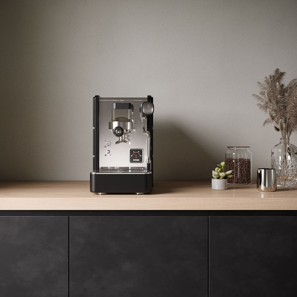 stone espresso machine in kitchen